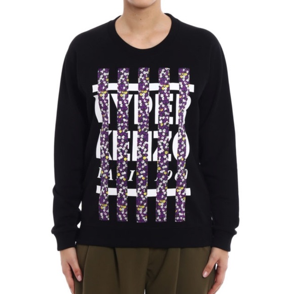 KENZO Hyper sweatshirt crew neck black floral size Large - Picture 8 of 8